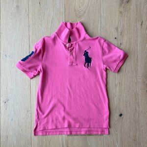 Polo by Ralph Lauren Kids Bright Pink Polo with Navy Pony